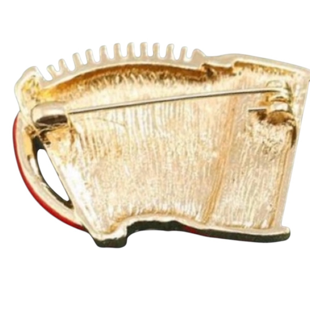 Accordion Red Brooch Coat Pin - Picture 3 of 4